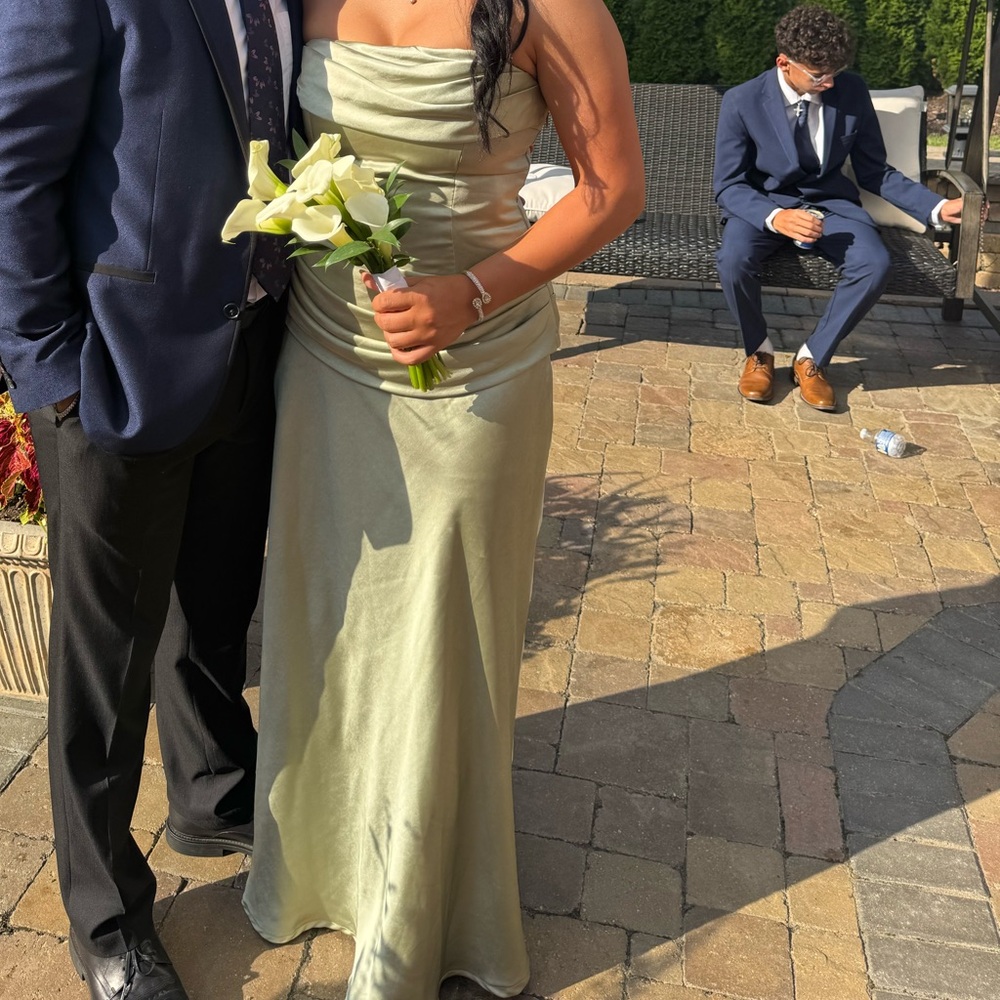 Meshki Strapless Sage Dress